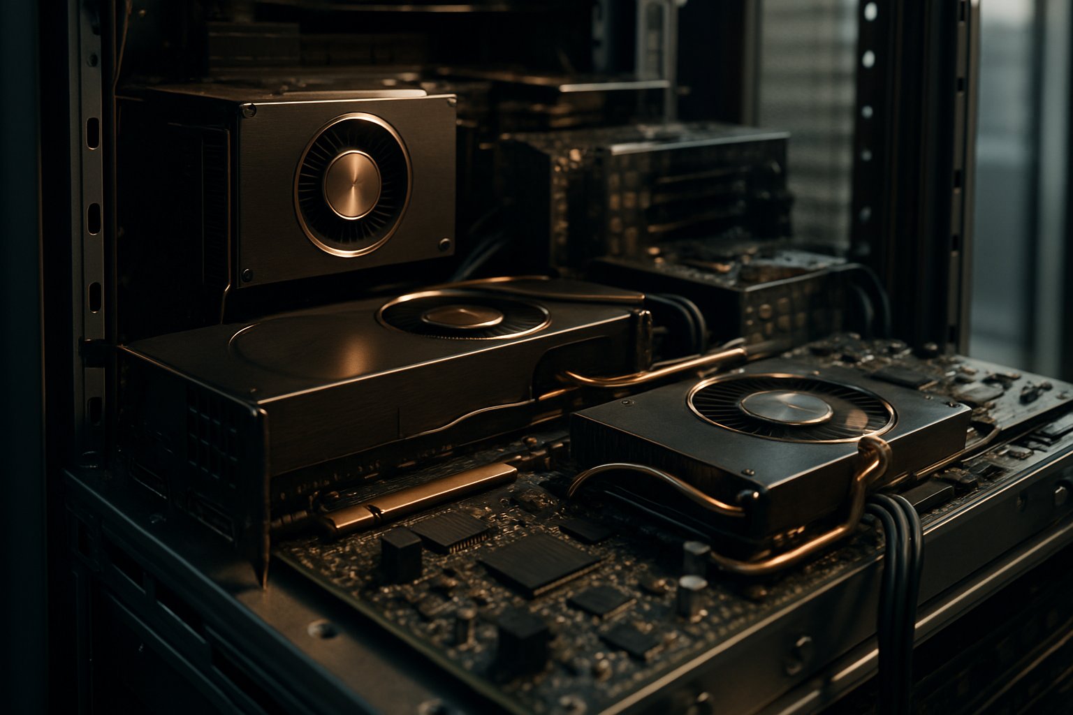 Advanced computing hardware and GPUs in a Tesla datacenter environment.