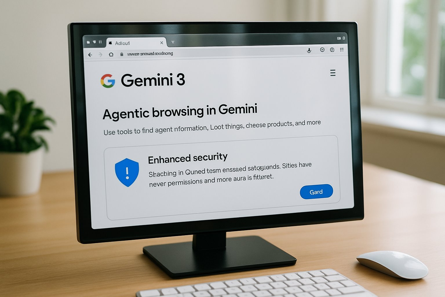 Gemini 3 Chrome browser interface highlighting agentic browsing features.