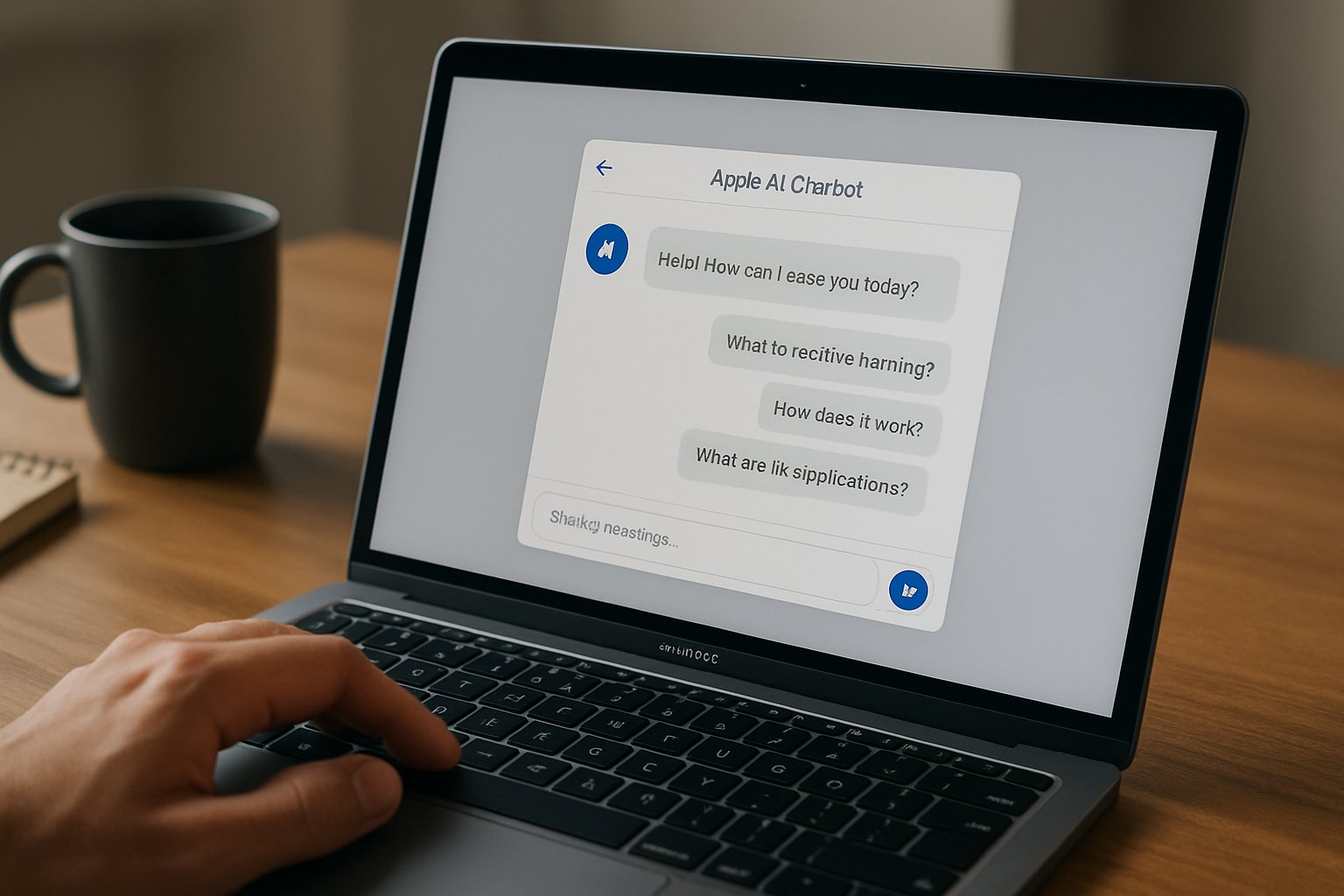 Apple AI chatbots interface on MacBook used by an employee