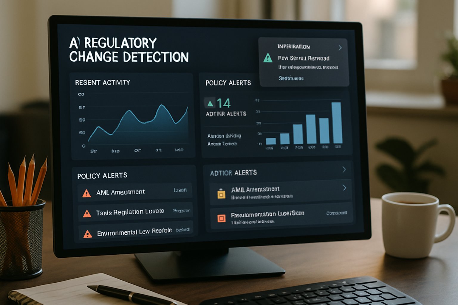 AI-powered regulatory change detection platforms dashboard with compliance alerts
