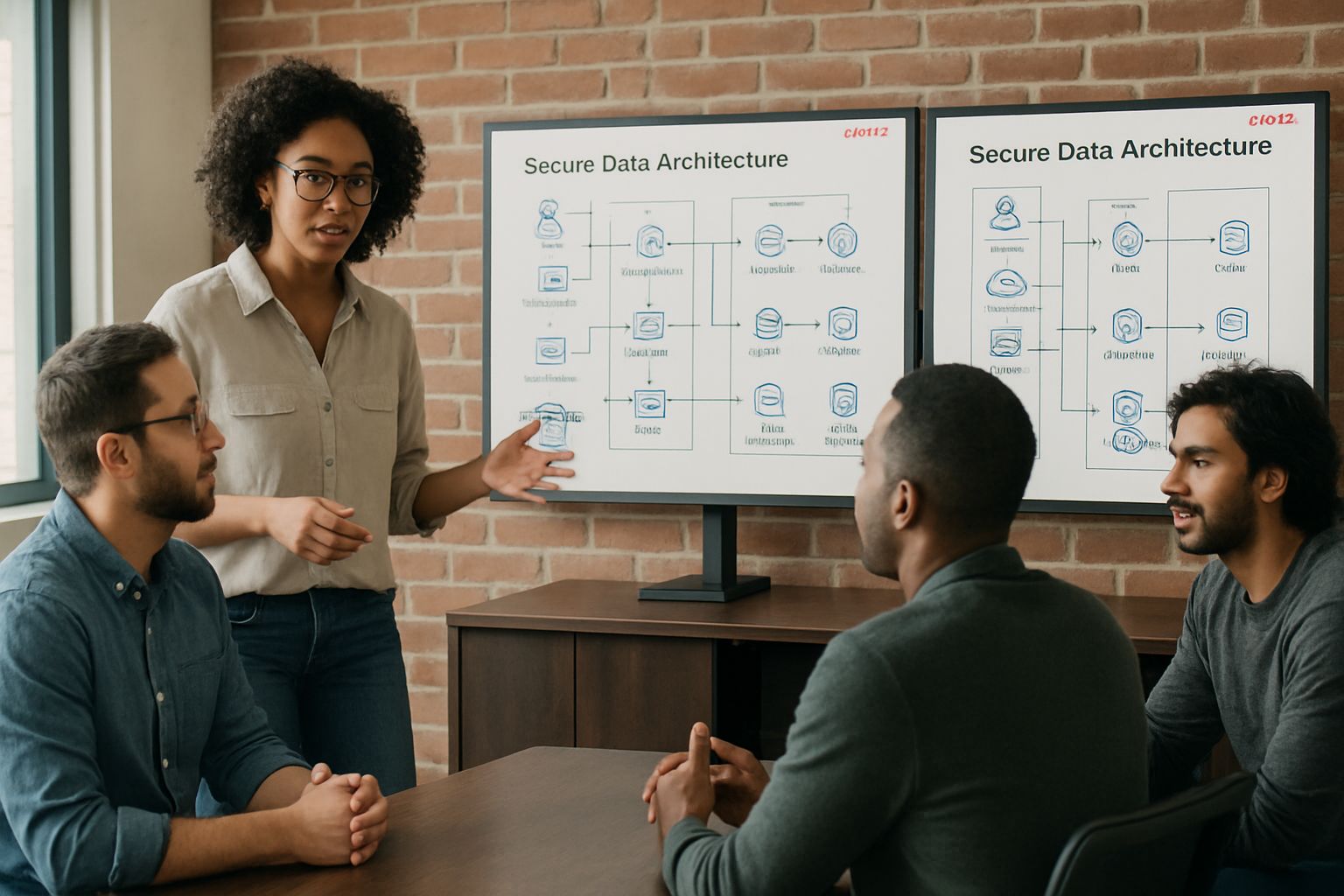 Larry Ellison AI-driven data team collaborating on secure database technology