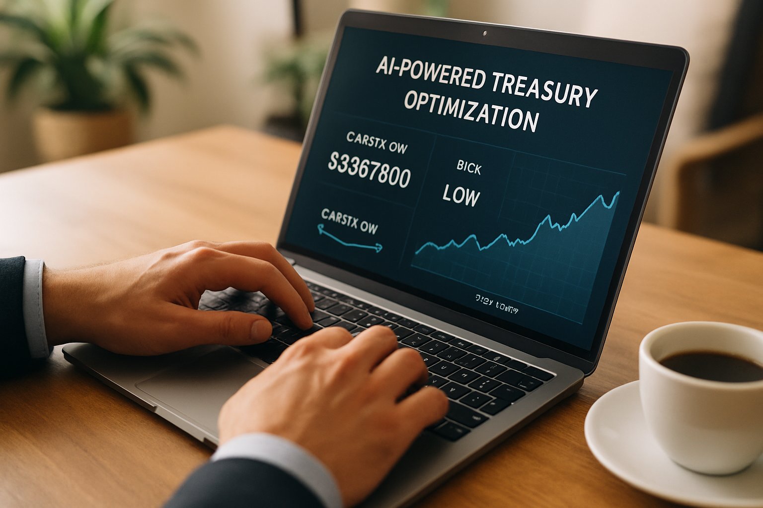 Professional using AI Treasury Optimization Engines for cash strategy management.