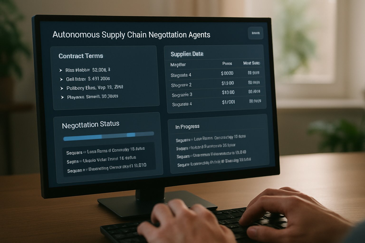 Dashboard interface for autonomous supply chain negotiation agents managing procurement.
