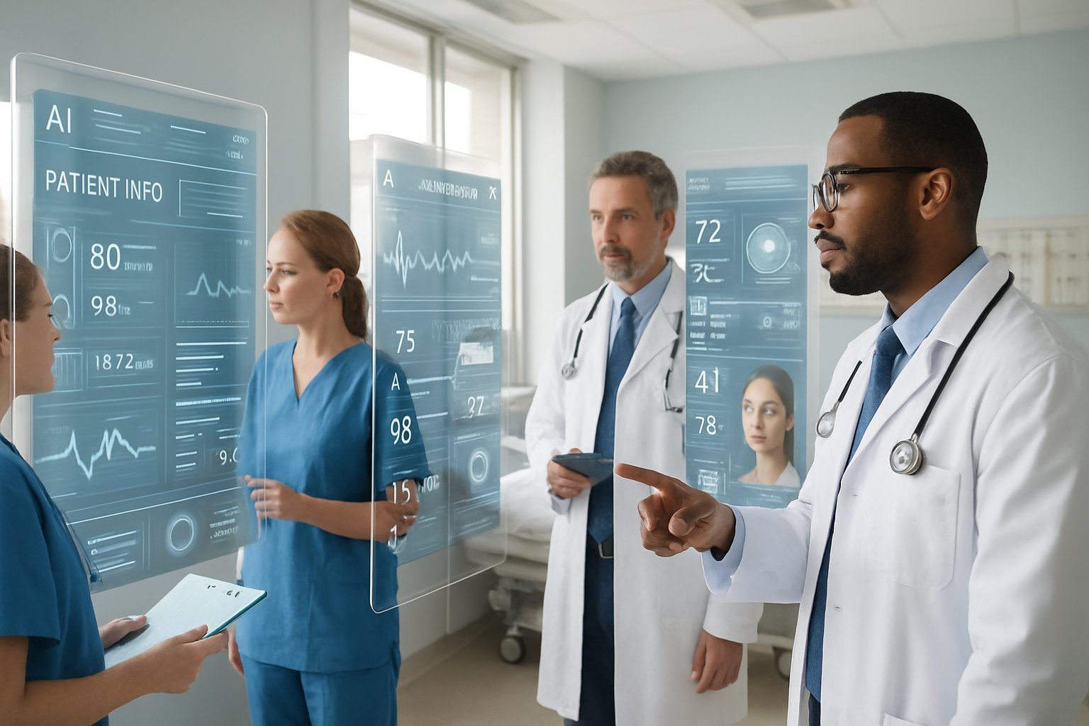 Healthcare AI partnership displayed in modern hospital setting