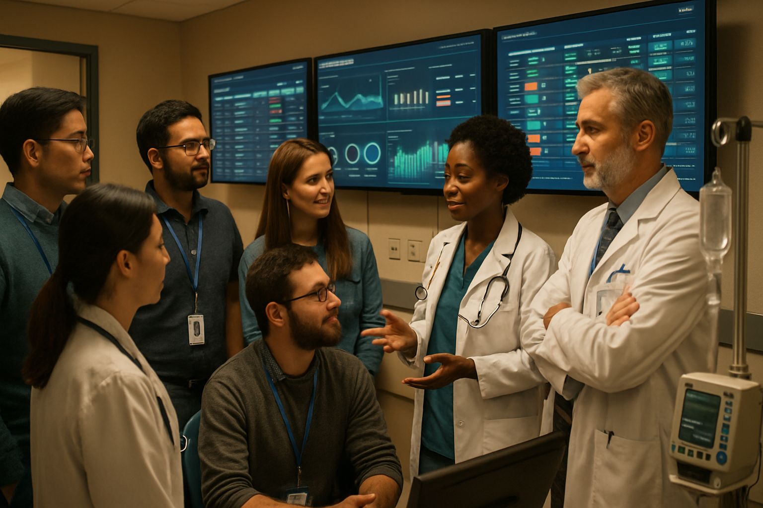 AI Leadership transforming hospital workflows with technology and teamwork.