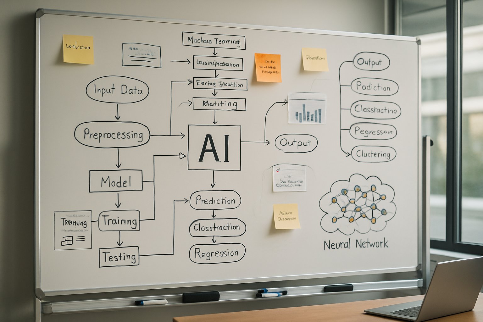 Practical AI shift planning functional flowchart on whiteboard