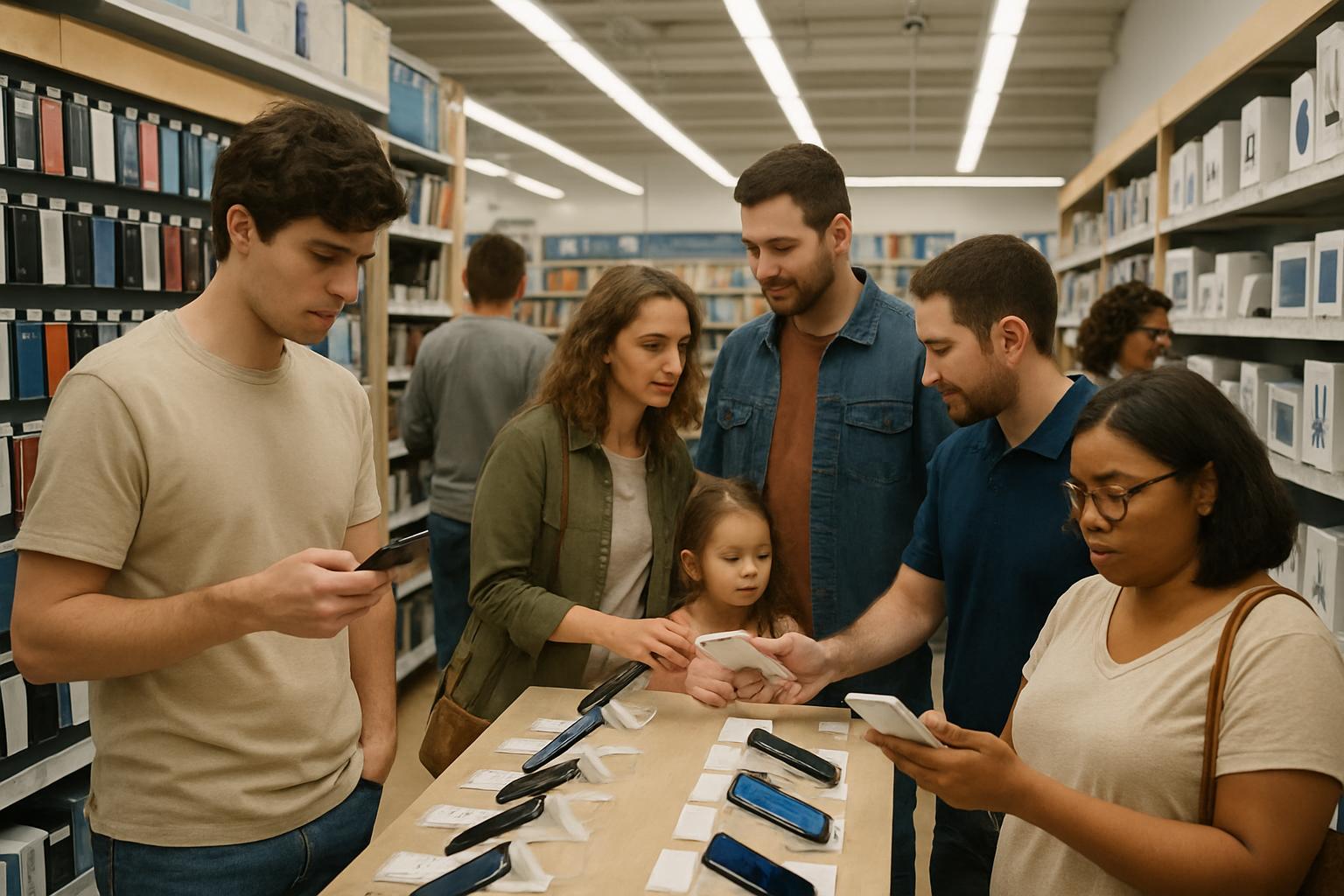 AI Consumer Tech products on display in retail store setting.