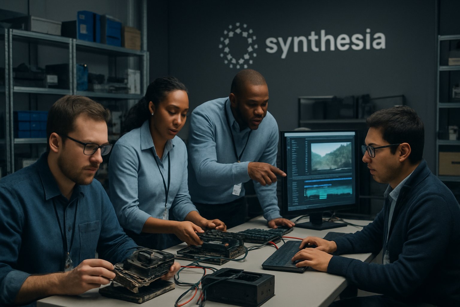 Engineers develop AI video tech after Nvidia Synthesia funding announcement.