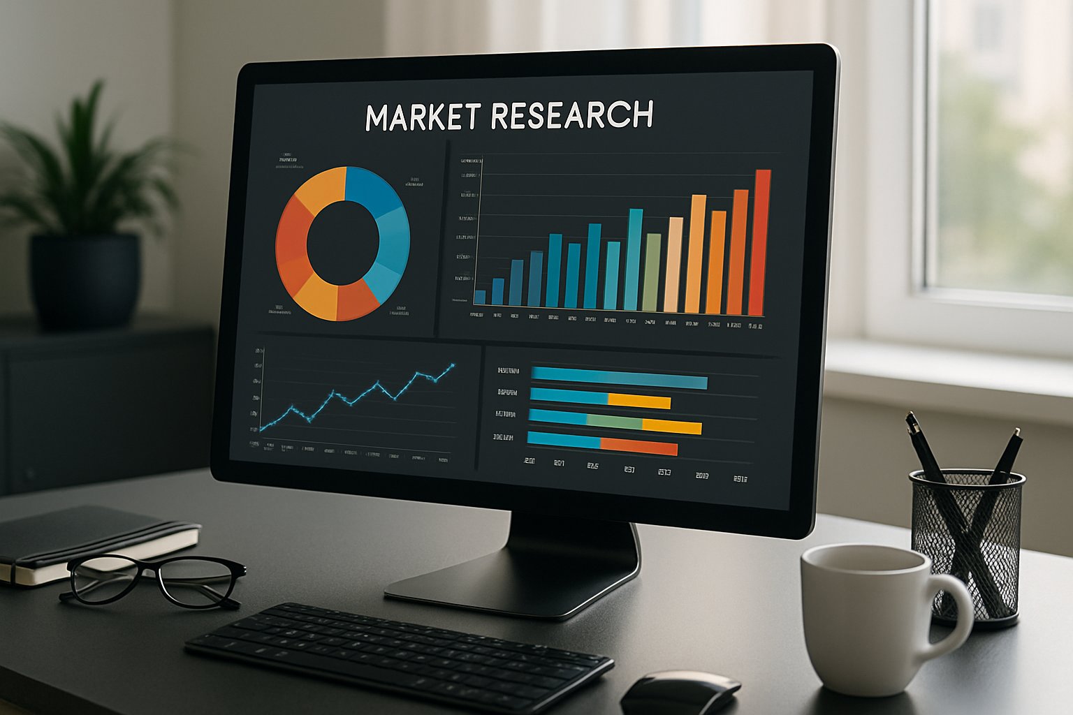 Market Research dashboard with advanced analytics and actionable business graphs.