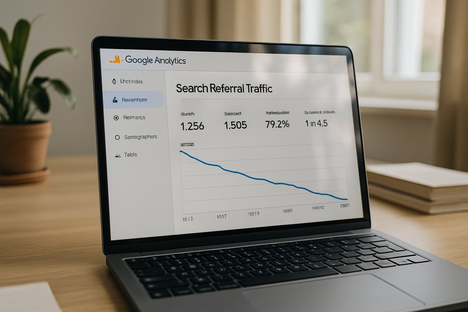 Digital Media Decline illustrated by falling Google Analytics graph on a laptop screen.
