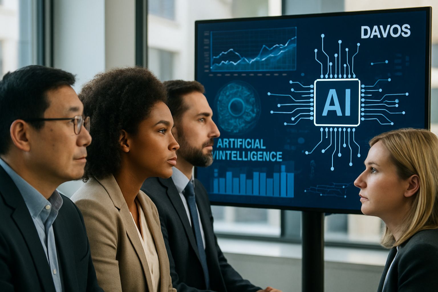 Attendees analyze Davos AI Forecasts during an engaging conference session.