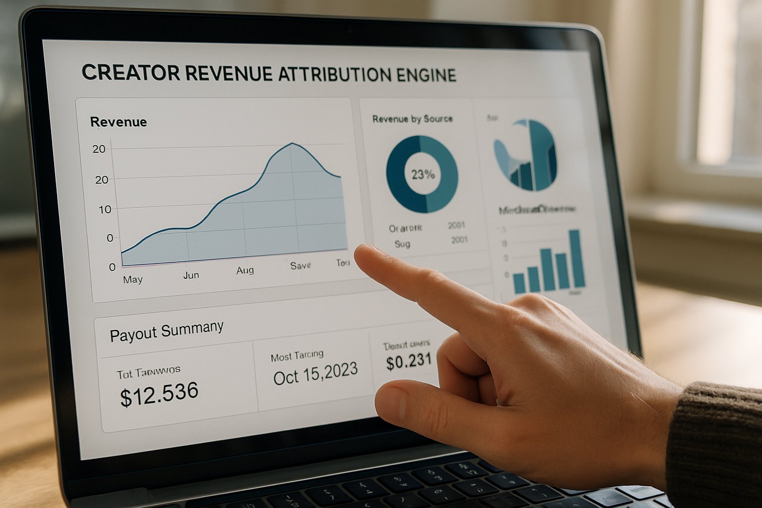 Creator Revenue Attribution Engines dashboard with payout analytics