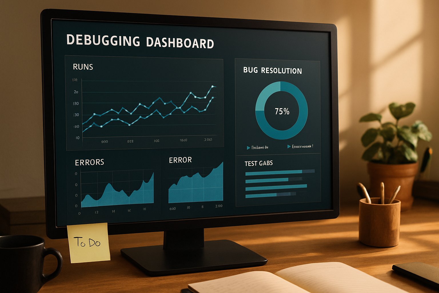 Debugging Automation Tools dashboard showing efficiency and MTTR improvements