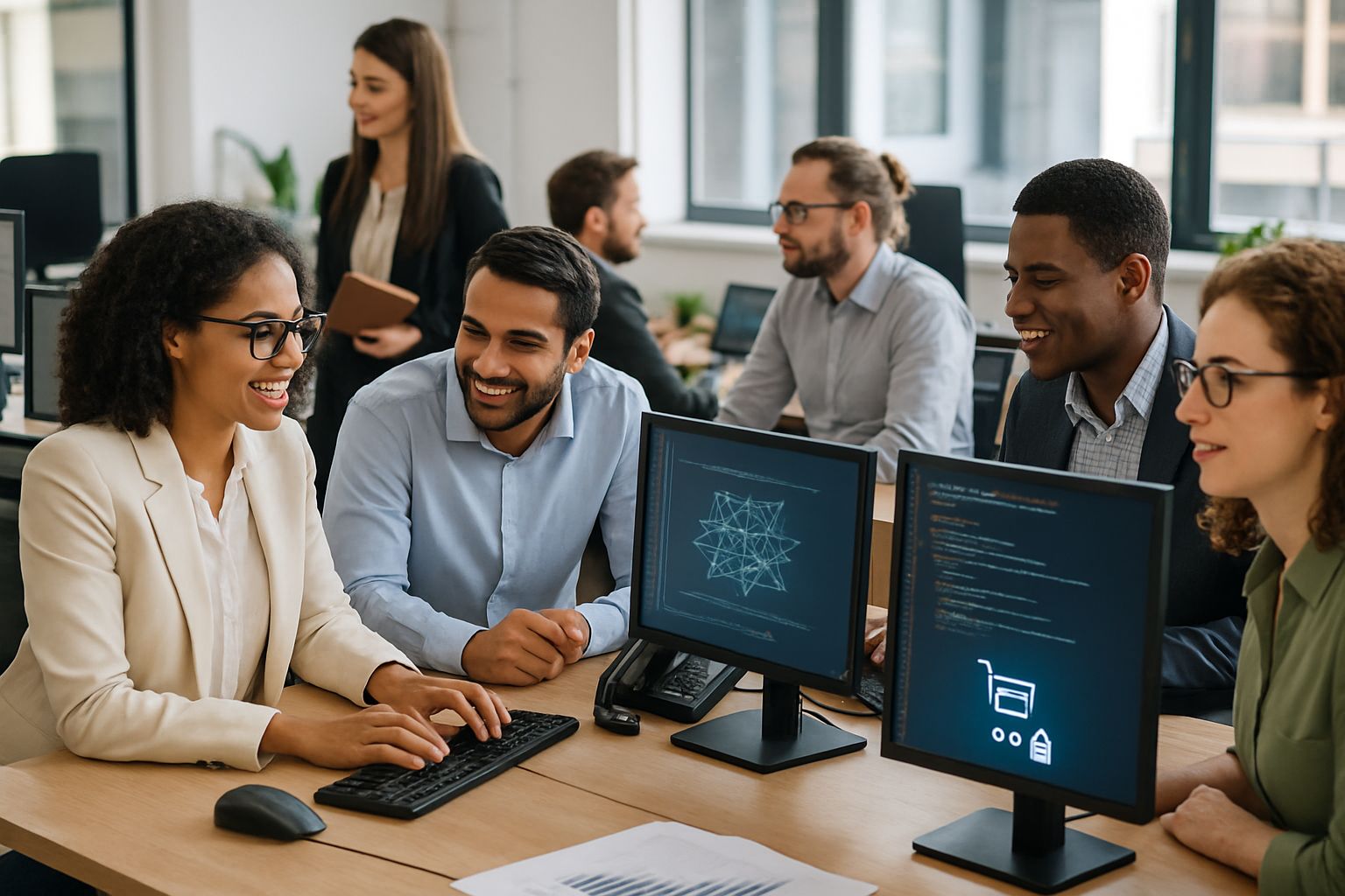 Tech team develops AI Shopping platform in real office setting.