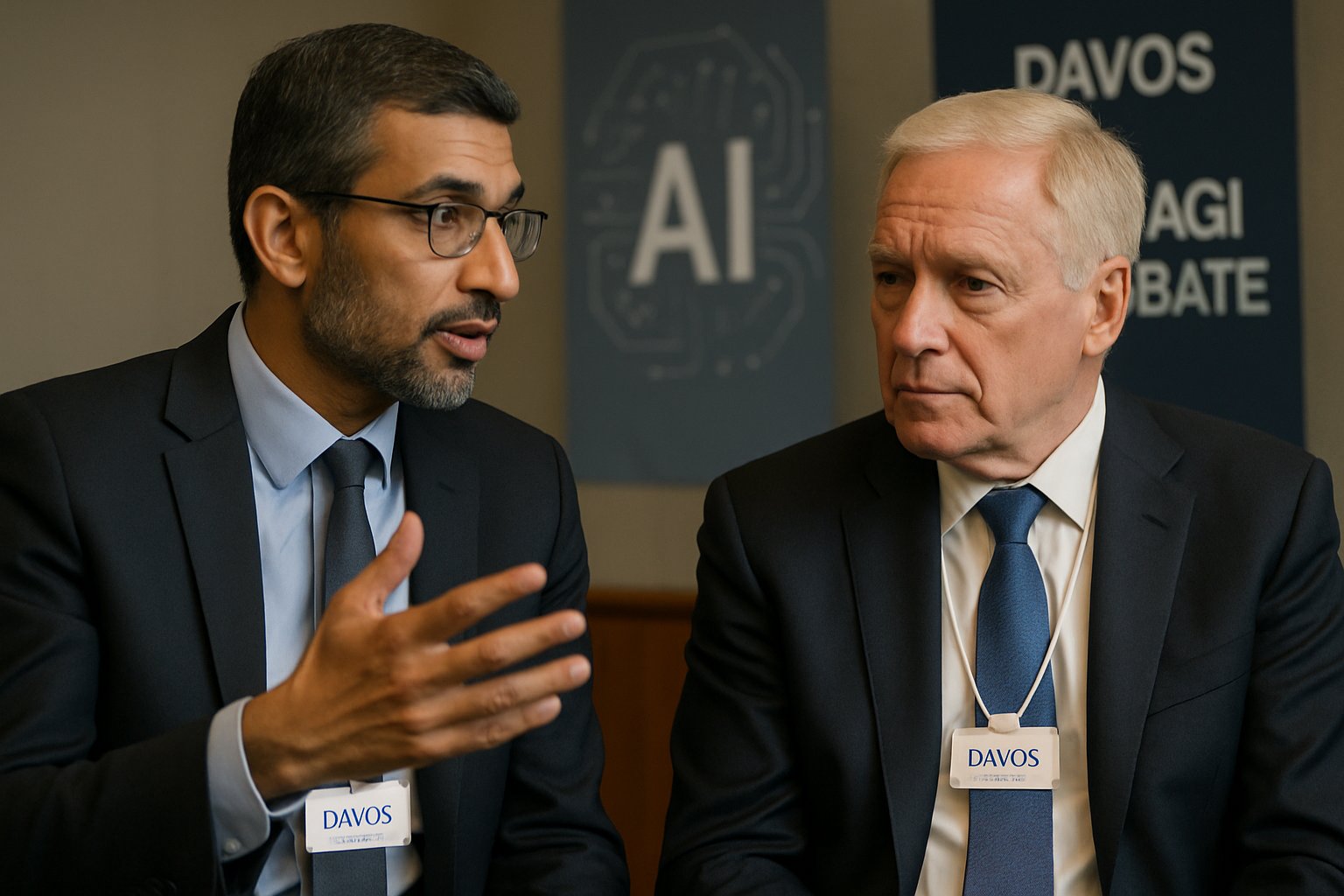 Candid discussion between leaders at Davos AGI Debate on AI future.