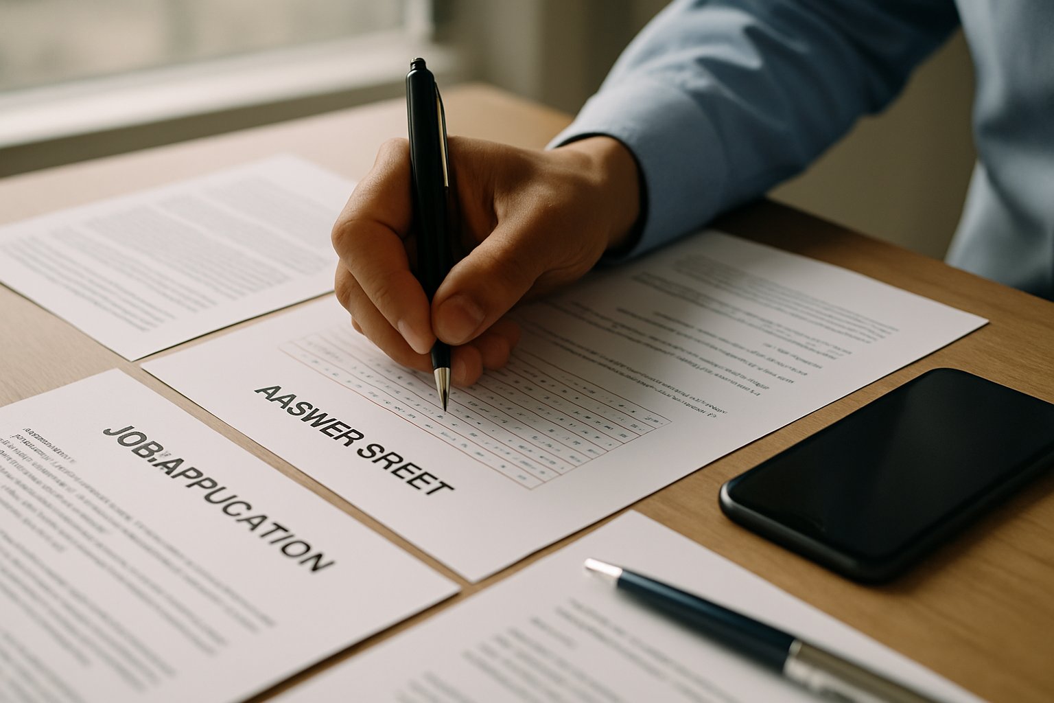 Anthropic candidate taking a realistic hiring assessment with pen and paper.