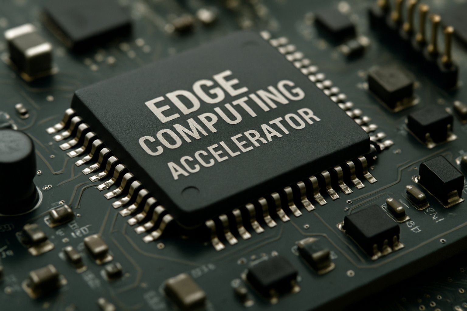 Edge Computing Accelerators hardware chip installed on a circuit board for real-world applications.