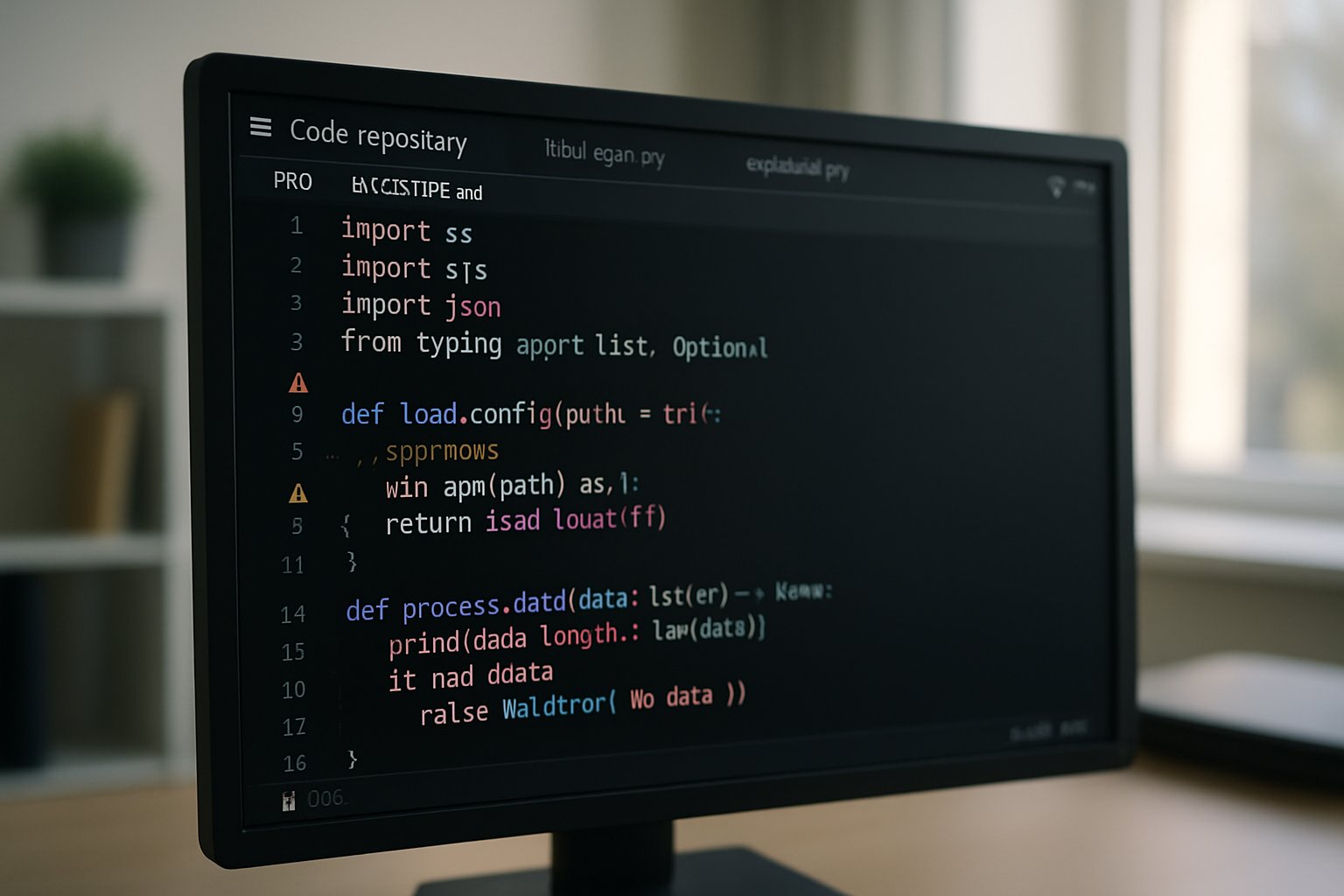 Highlighted errors in code editor demonstrate Coding AI defect risks with messy code.