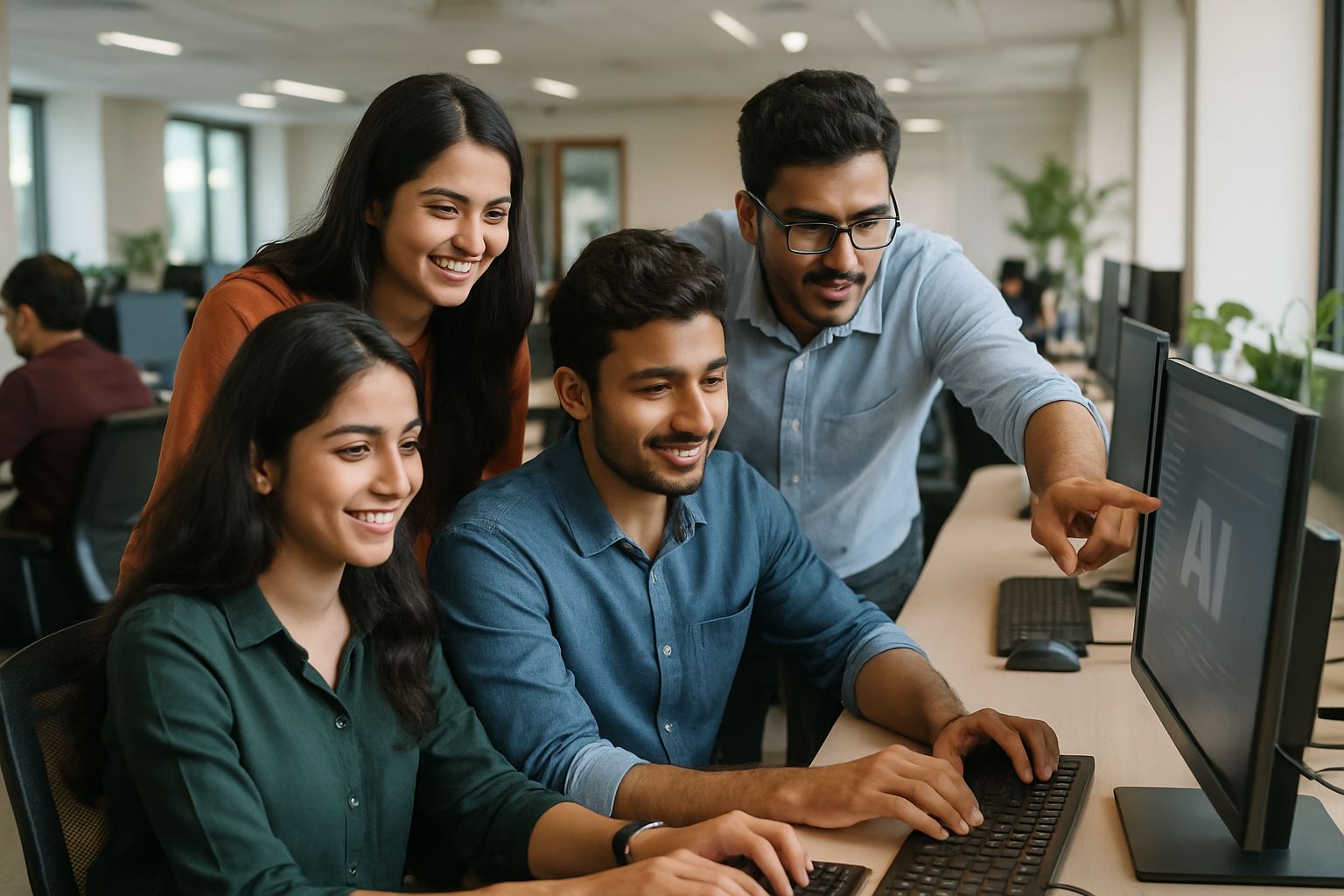 Indian technology team collaborating on AI development