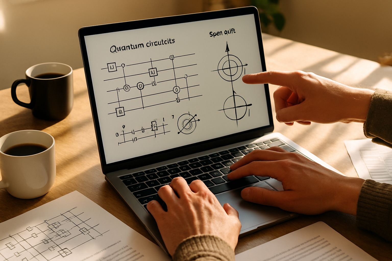 Teamwork at a laptop sparks Quantum Computing Synergy through collaborative tools.