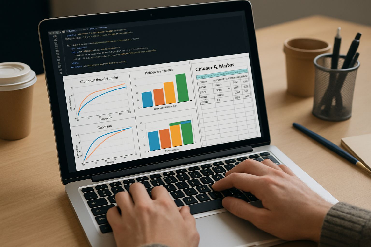 Person analyzing Chinese AI models performance metrics on laptop screen.