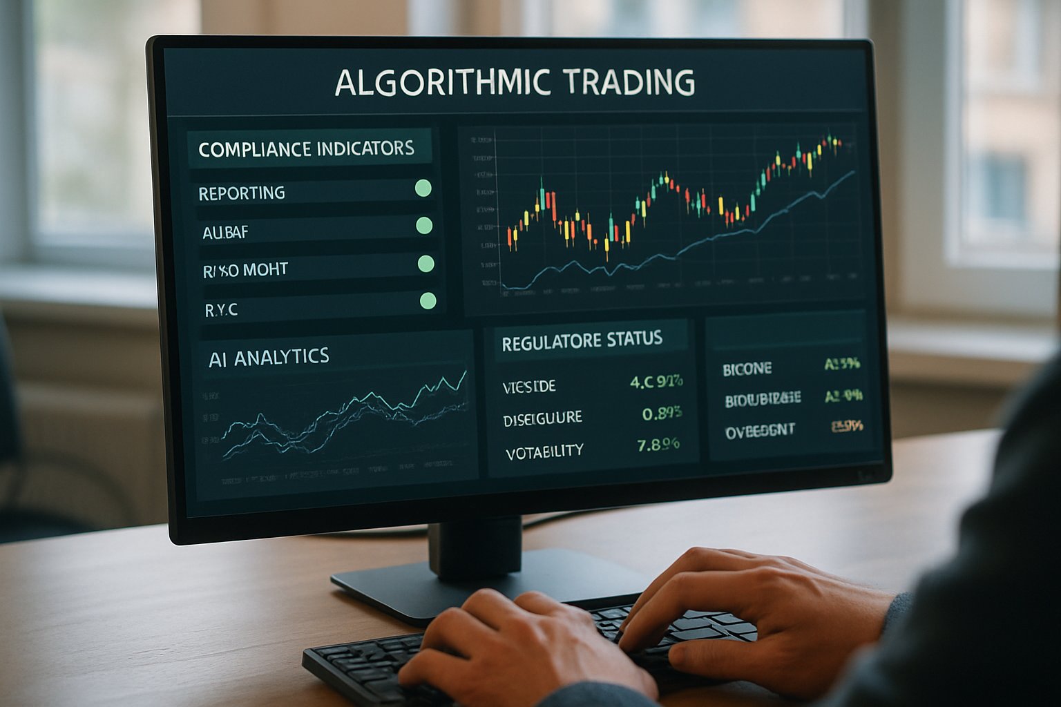Algorithmic Trading Executors dashboard demonstrating regulatory compliance and AI analytics.