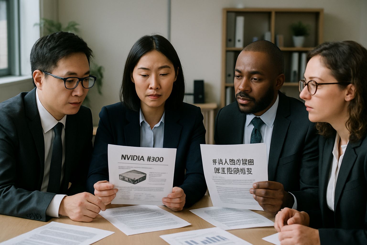 Business analysts review Nvidia H200 export compliance strategies in China.