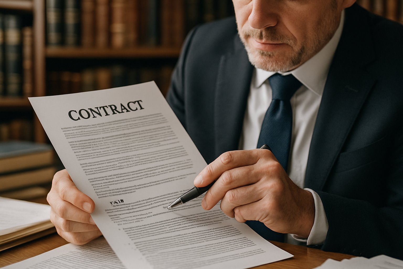 Legal consultant analyzing risks with legal contract risk detection systems