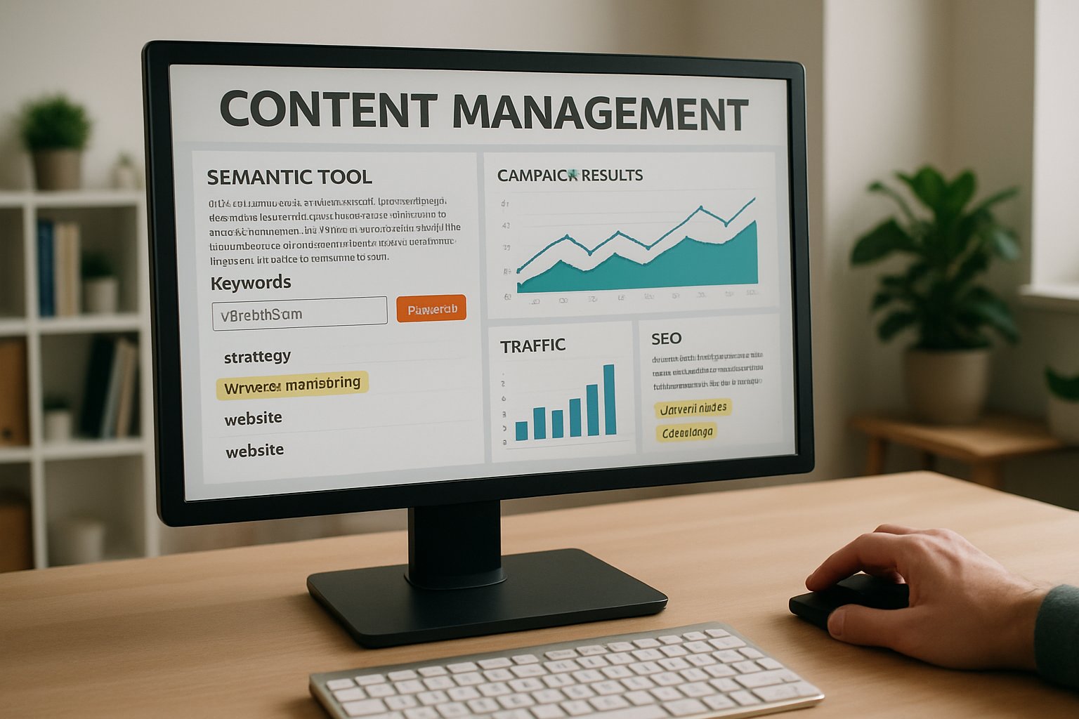 Monitor showing Semantic Content Generators enhancing campaign strategies