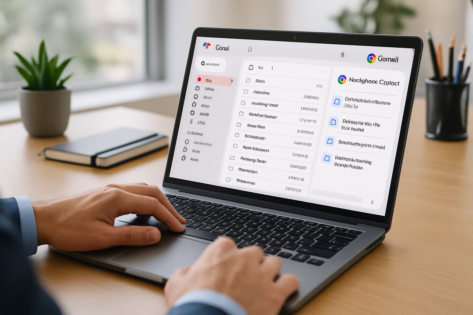 Close-up of Gemini workplace copilot giving suggestions in Gmail to a professional