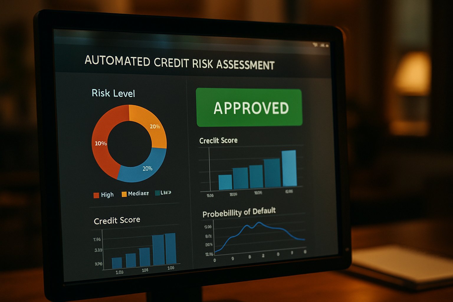 Autonomous credit decision engines displayed on work computer screen