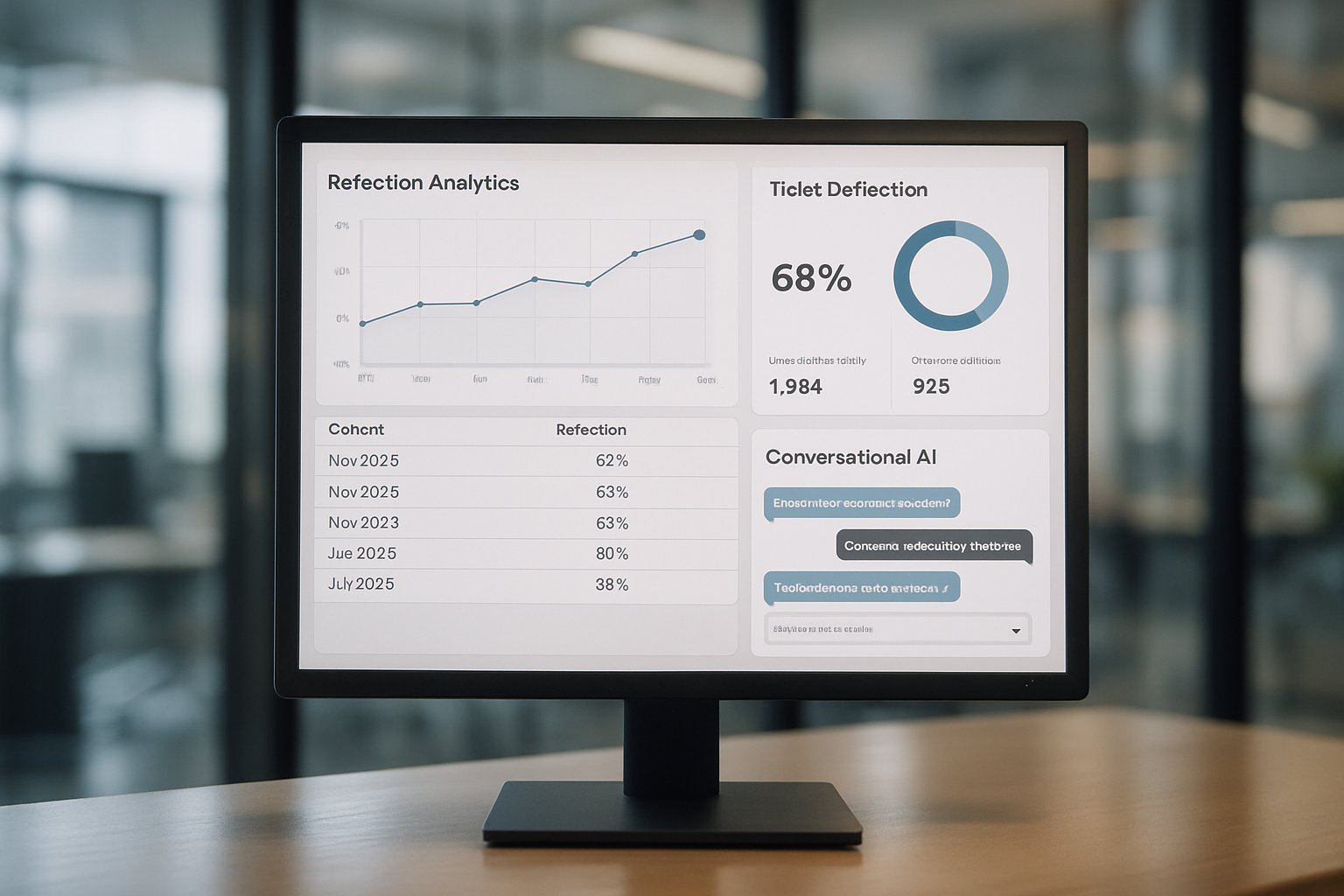 Customer support deflection systems dashboard with analytics for SaaS retention.