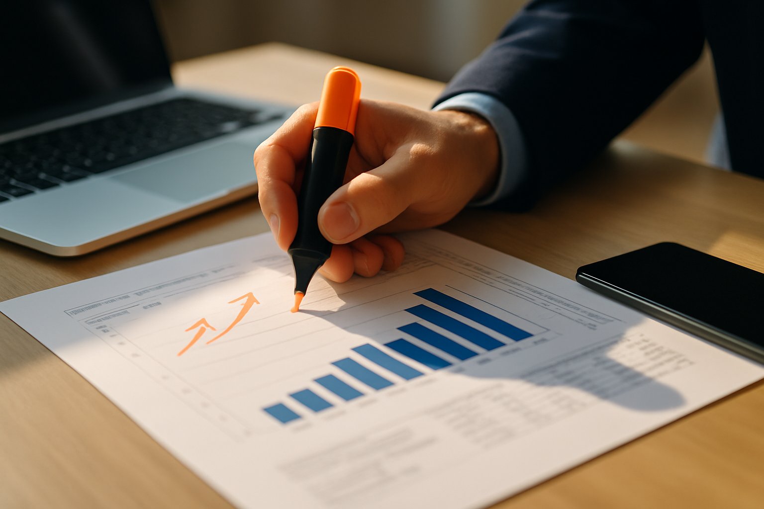 Professional reviewing SaaS AI ROI growth charts at the office