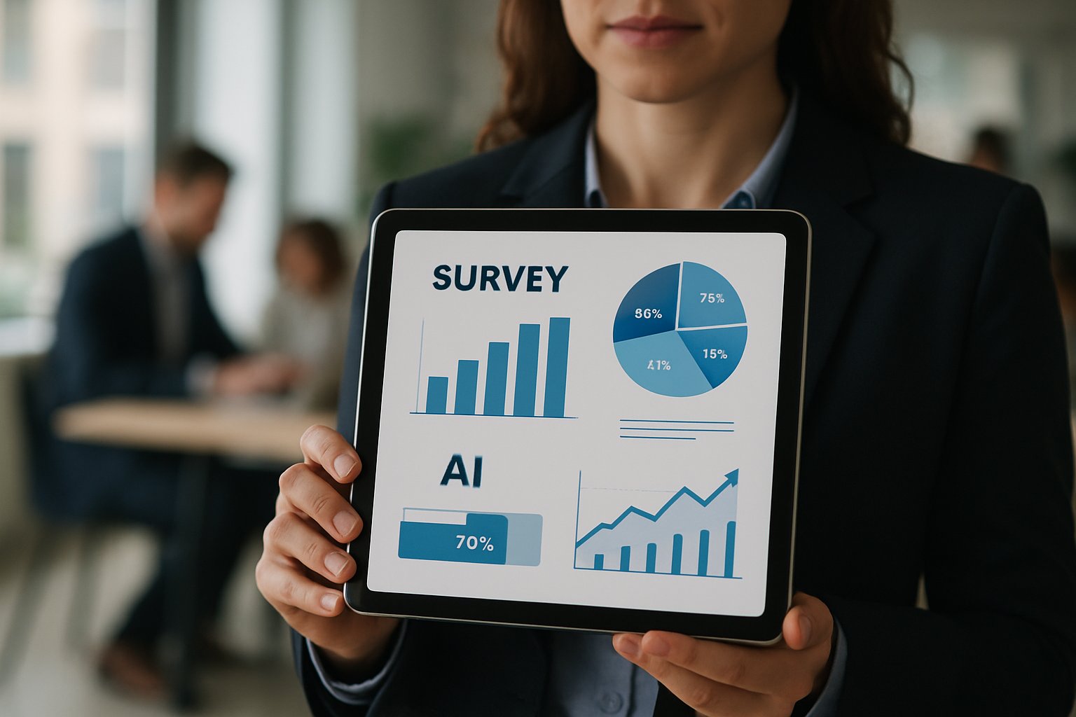 Businesswoman reviews AI trends from Workplace Adoption Survey findings