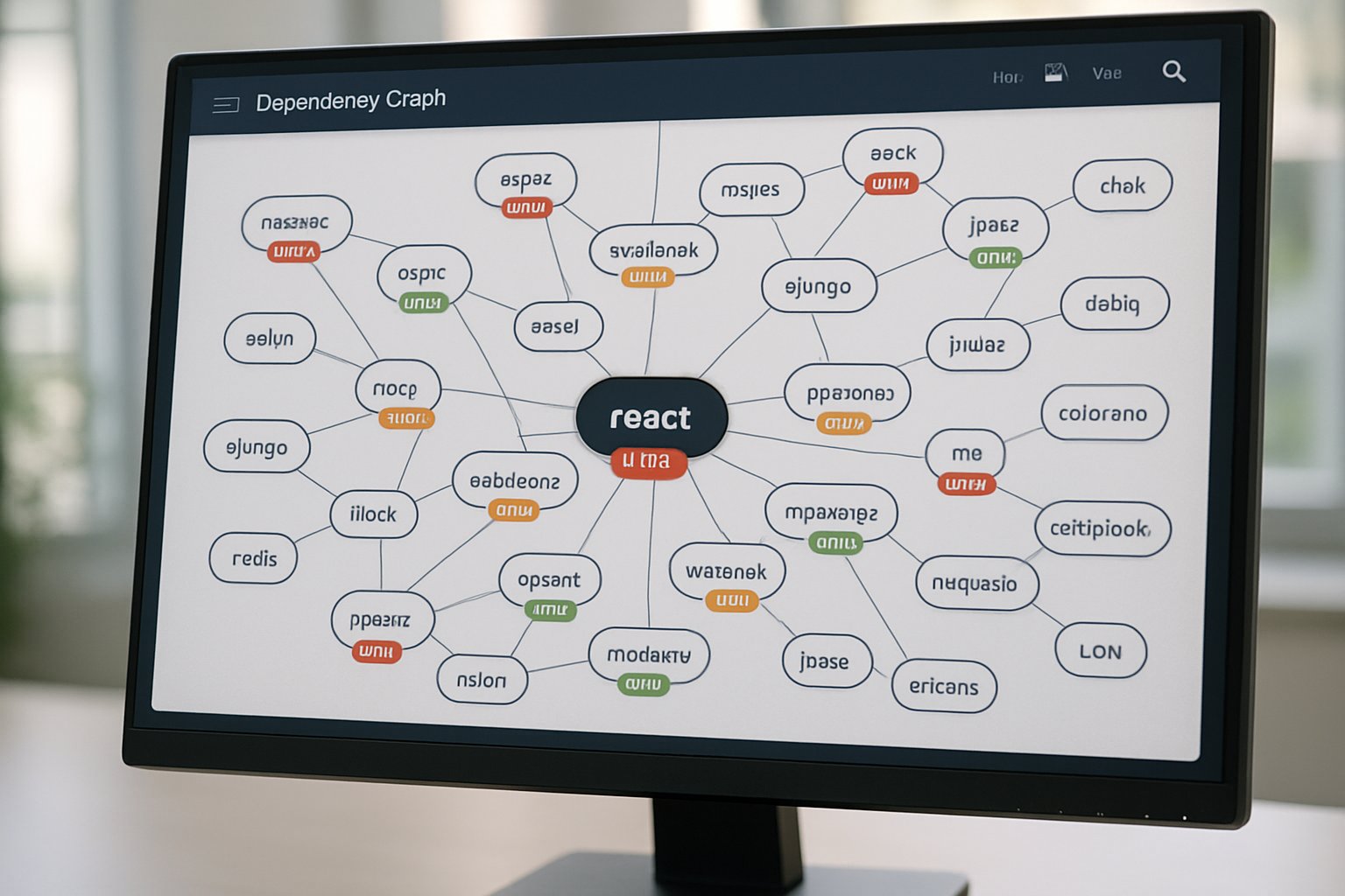 Close-up of AI dependency graph analyzers detecting open-source software risks
