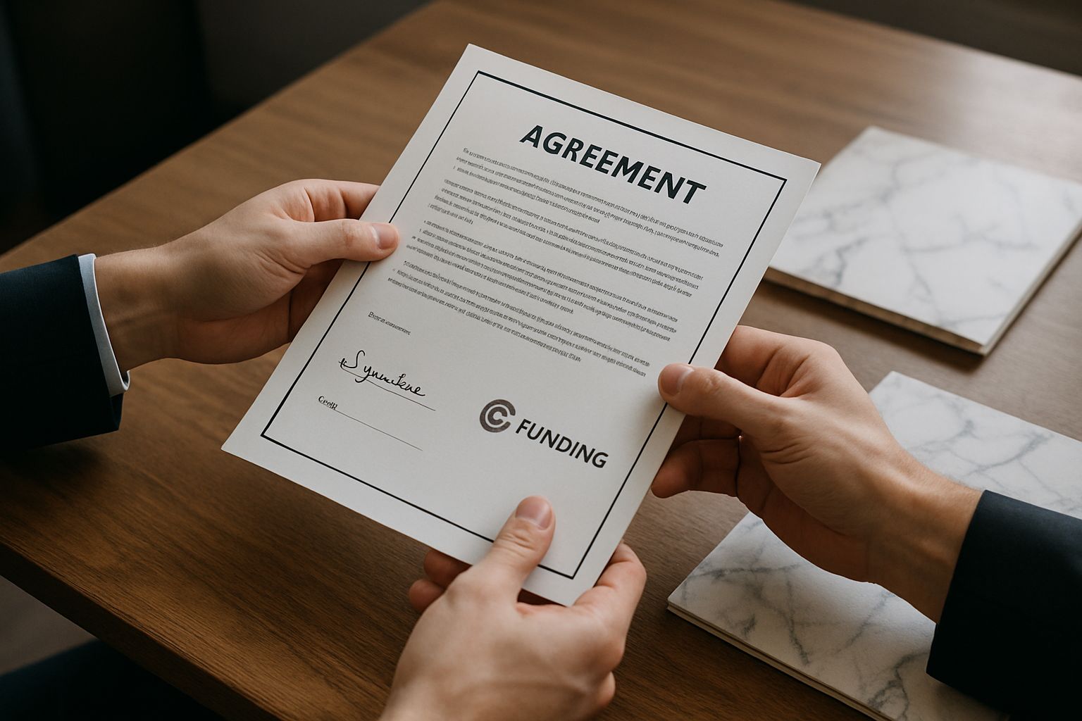 World Labs Funding partnership agreement signed with marble-themed documents