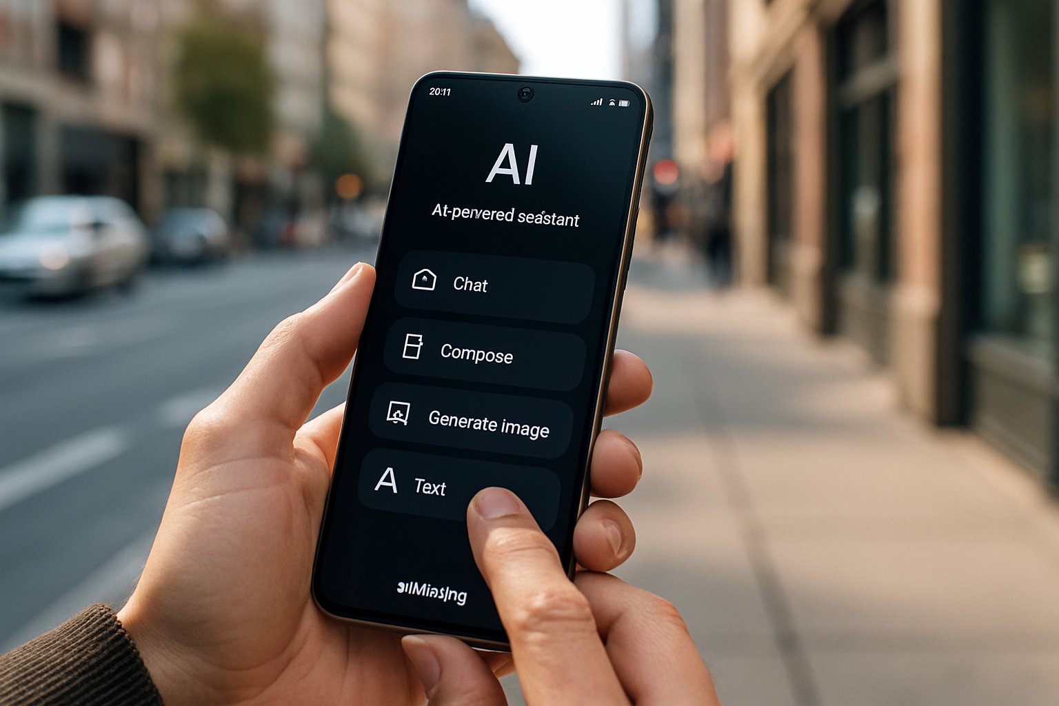 Samsung Roadmap visualized by user engaging Galaxy AI features outdoors.