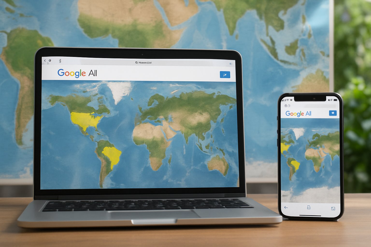 Google AI Plus global expansion map shown with digital devices