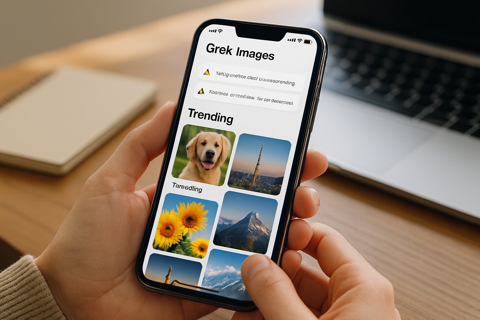Smartphone displays Grok Images app with compliance warning.