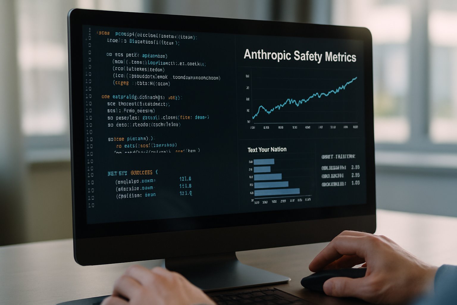Anthropic safety metrics and guardrail data visualization on computer screen