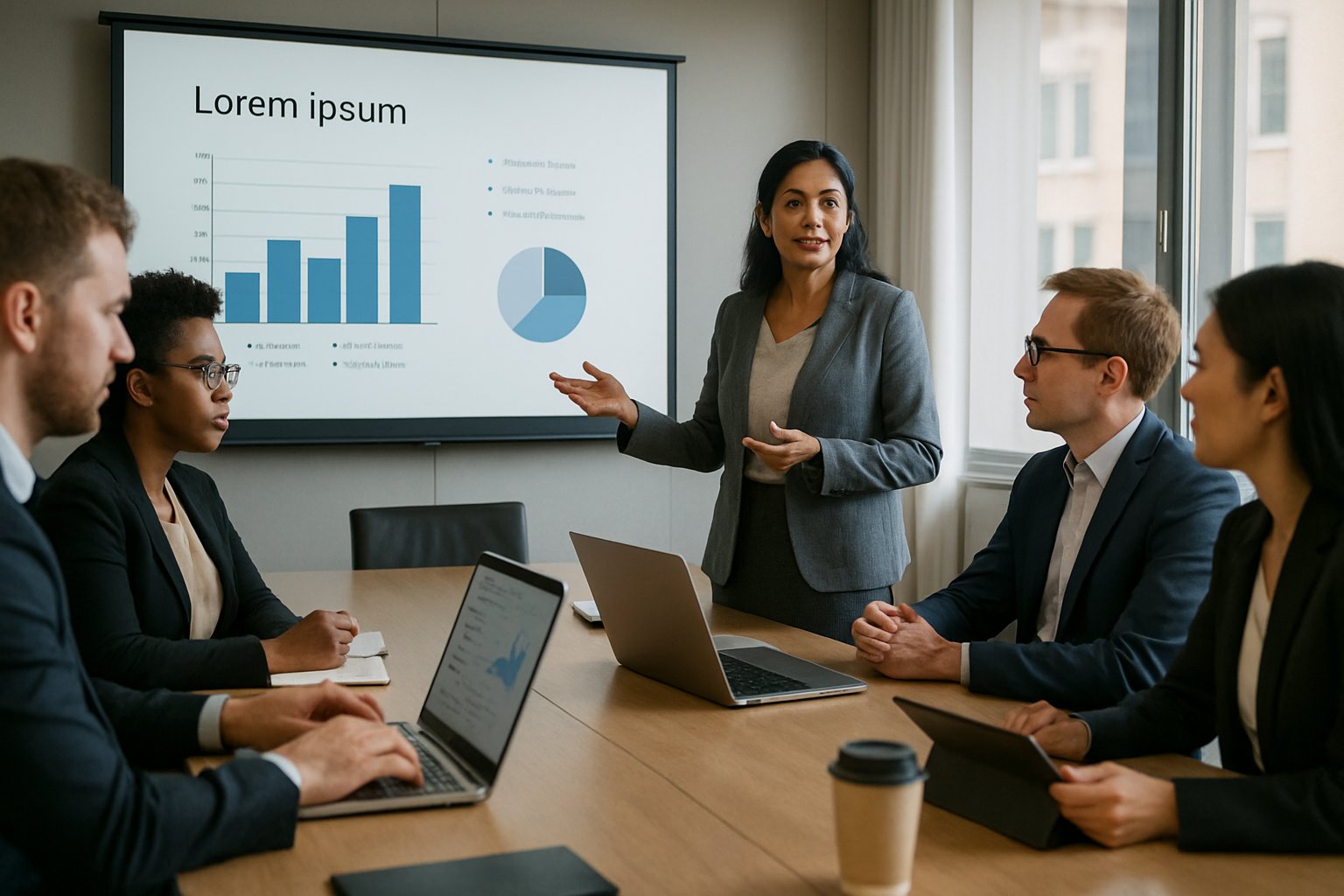 Leadership skills on display with Indian businesswoman leading a boardroom meeting.