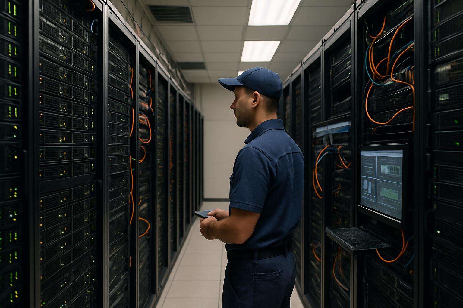 Compute Scaling infrastructure with technician at OpenAI mega-datacenter