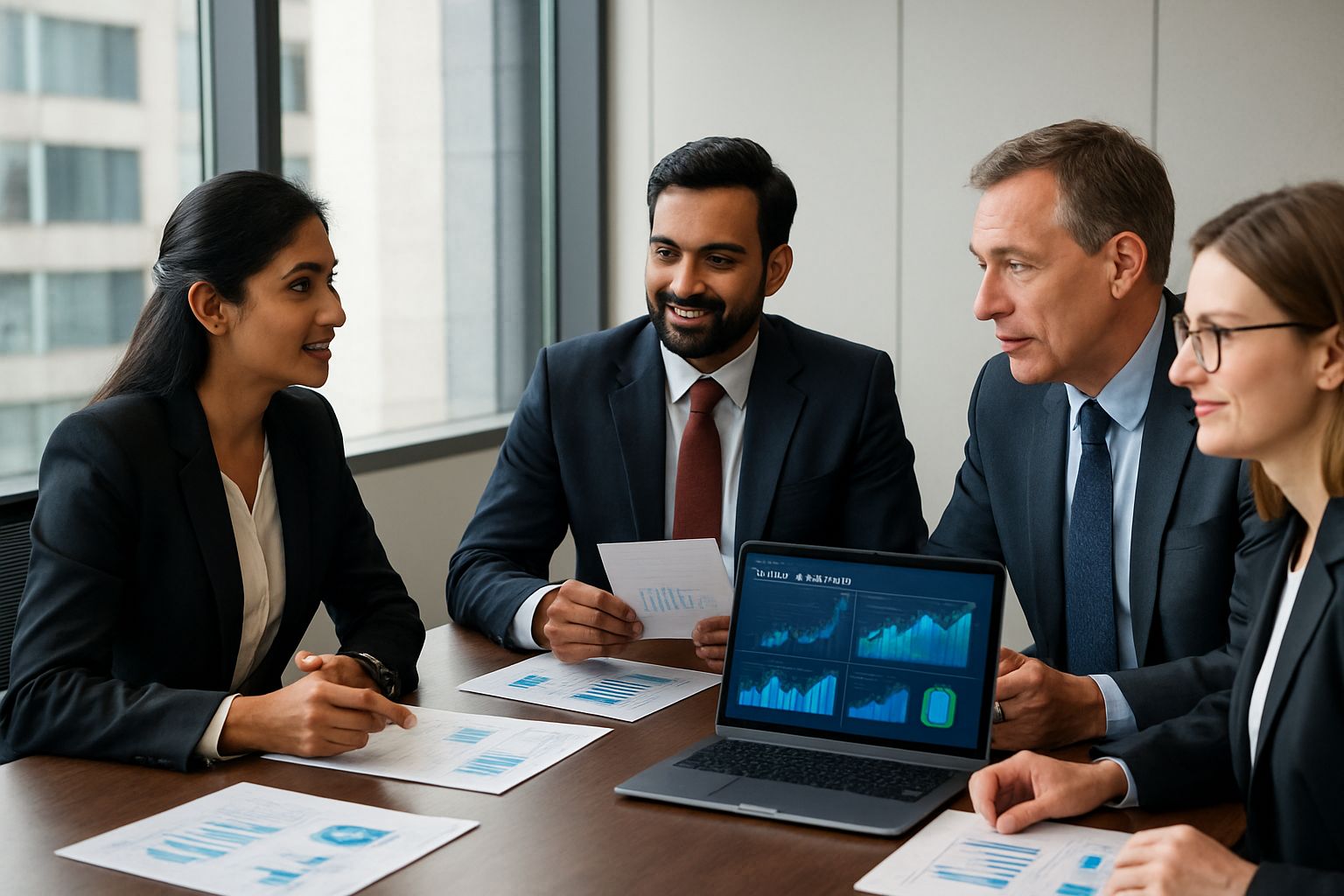 Foreign investors in a meeting about Indian Tech Stocks with Indian business leaders.