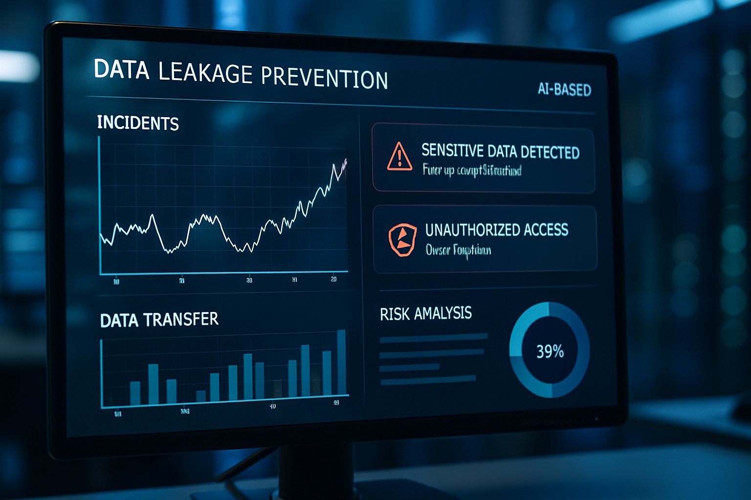 Real-time dashboard of AI-Based Data Leakage Prevention Tools monitoring sensitive data flows.