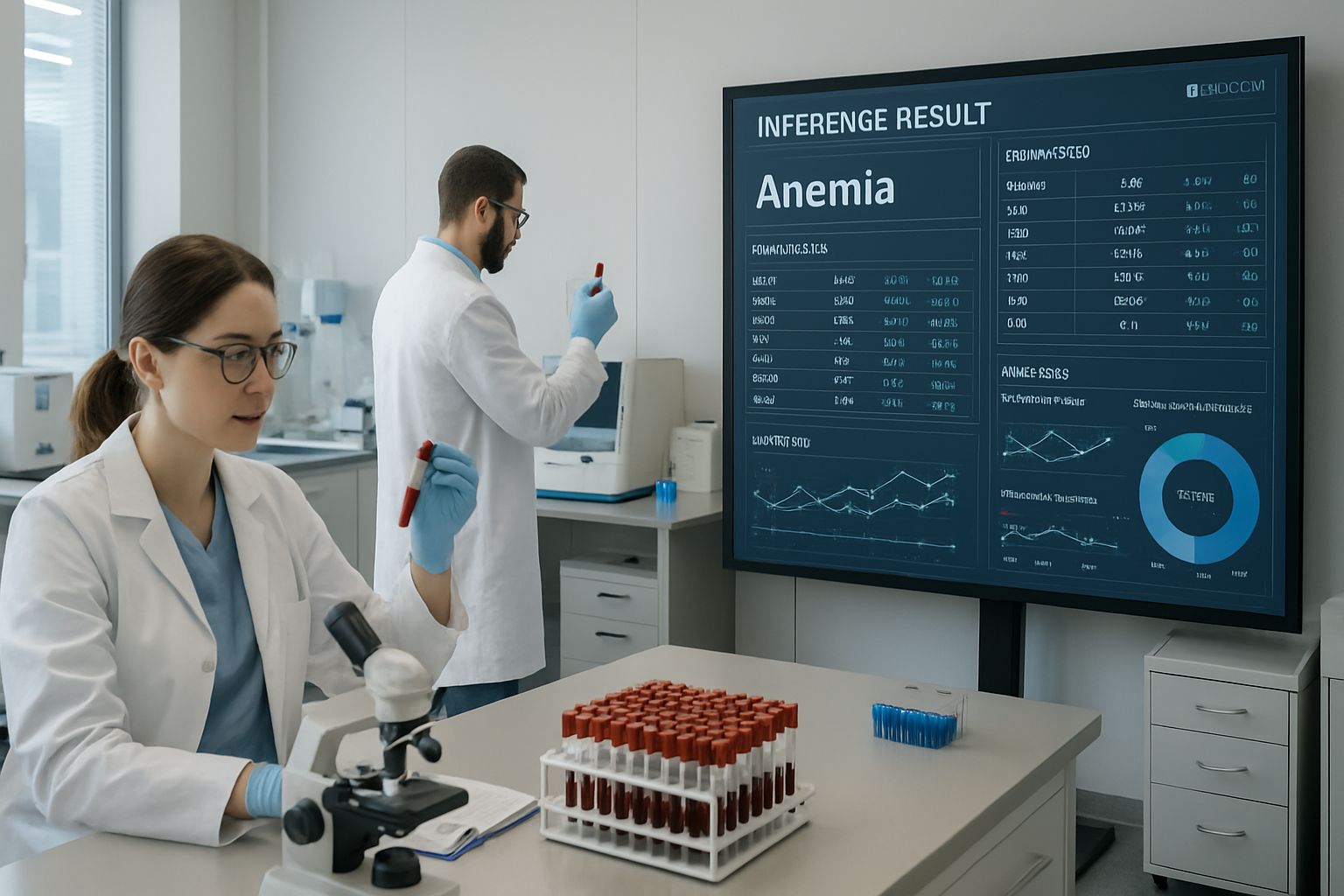 Clinical inference automation in hospital laboratory with medical technicians.