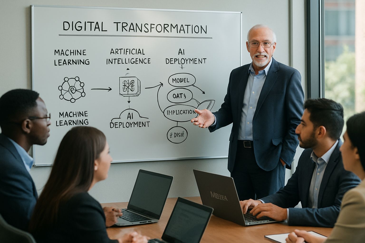 Infosys leader discussing Devin AI Deployment strategies with team