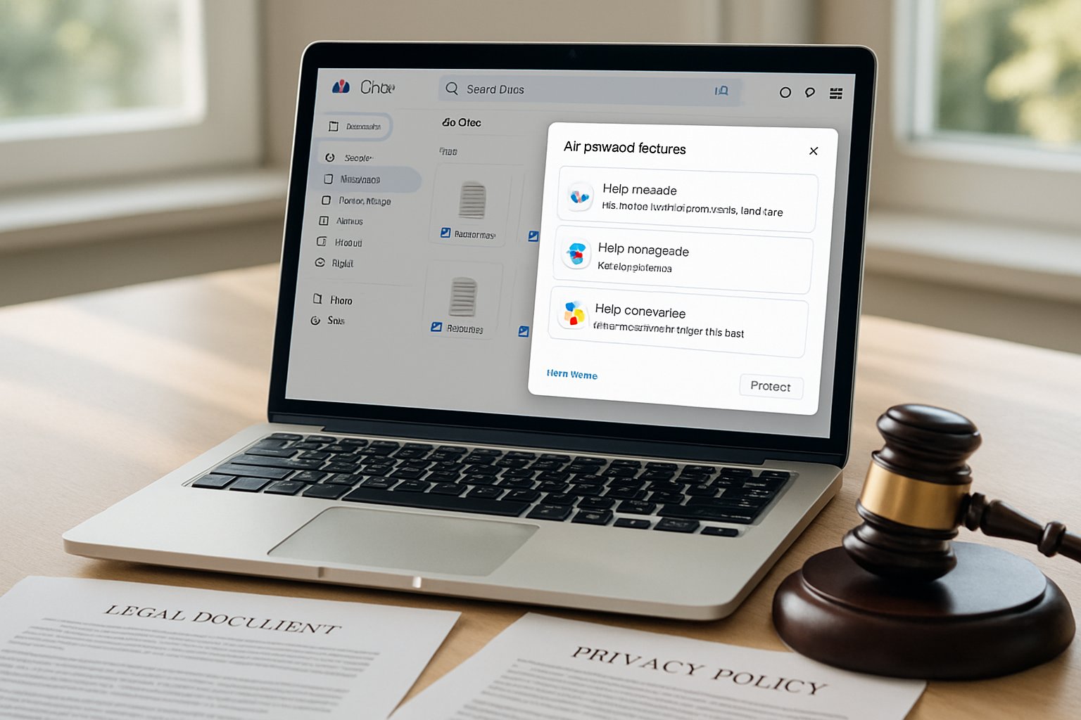 Google Drive AI interface shown alongside legal and privacy documents