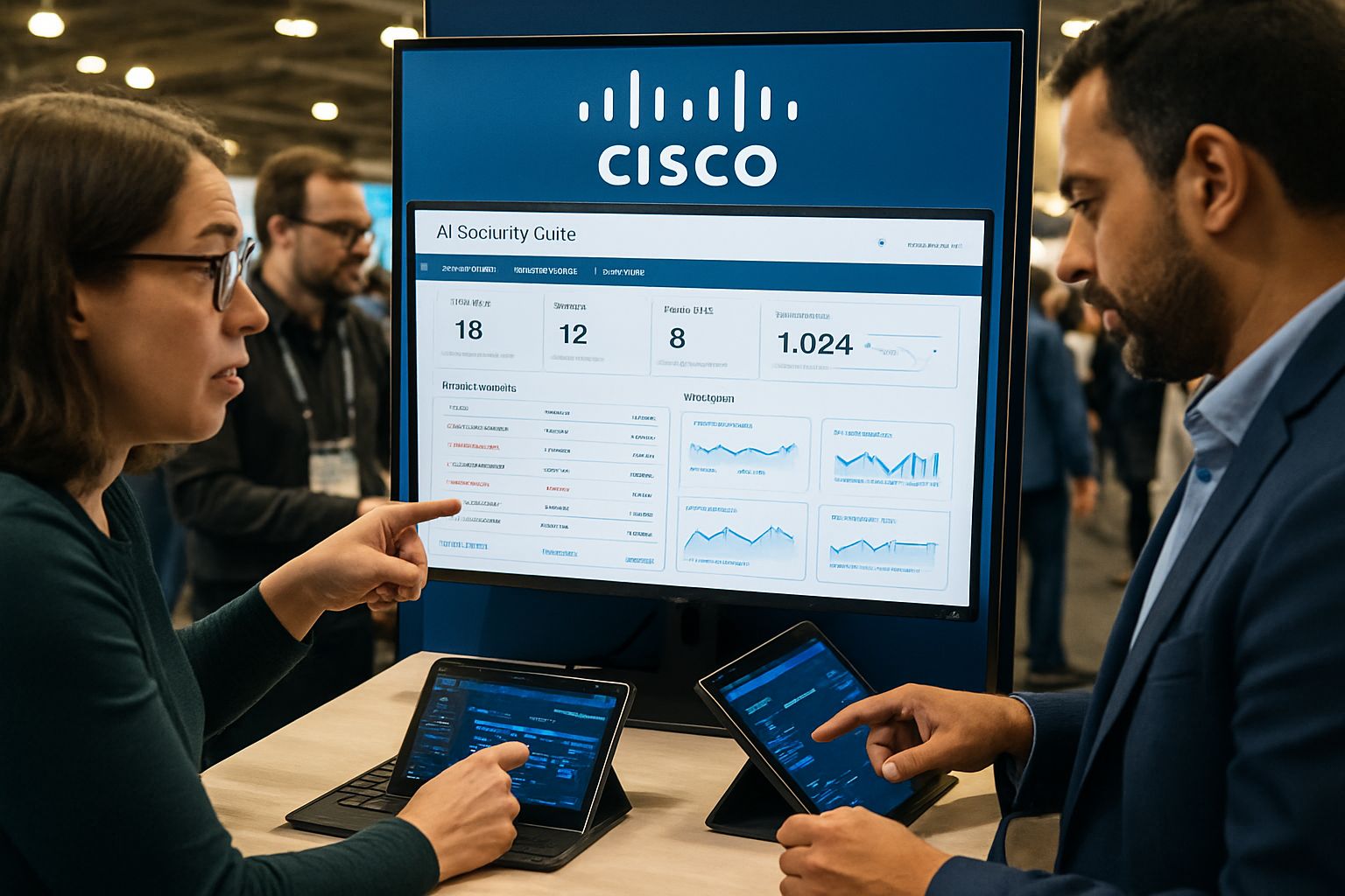 Cisco AI Security Suite demonstration at technology conference booth.