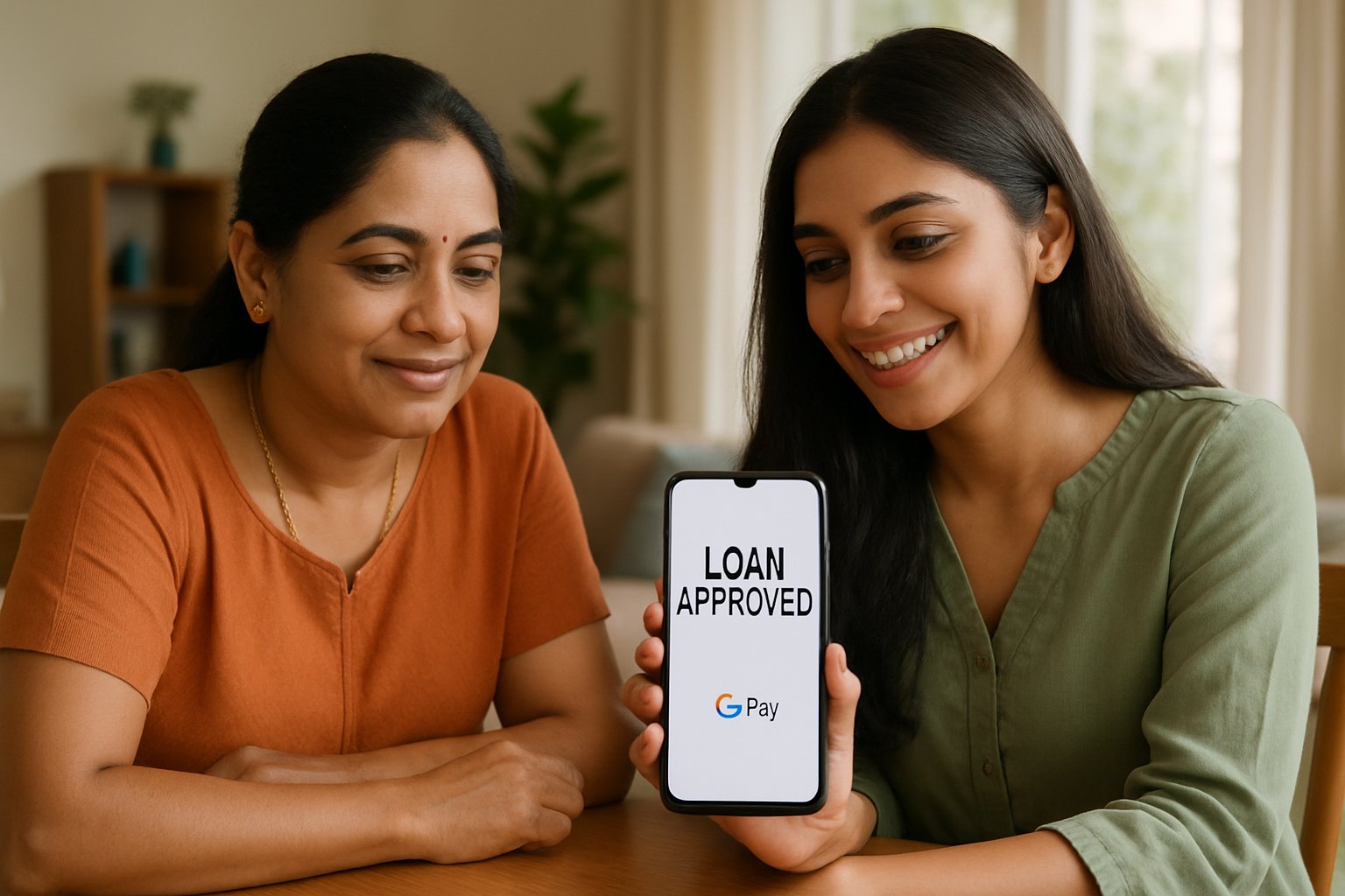 Women receiving Digital Lending Service loan approval notification on smartphone