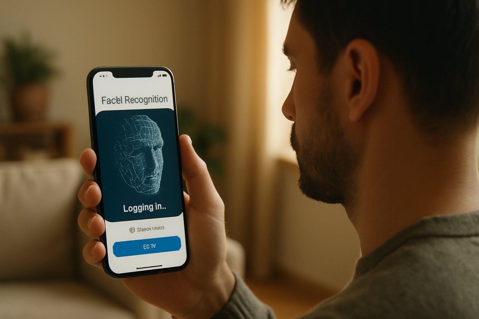 User logs into OpenAI social network using biometrics on smartphone